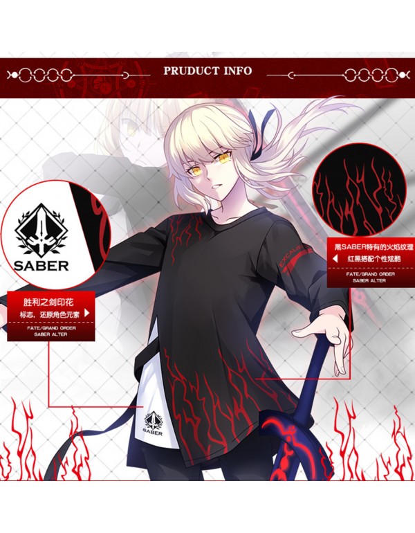 Unisex Fate Saber Anime T-shirts,Long Sleeve 3D Printed Cosplay Costume