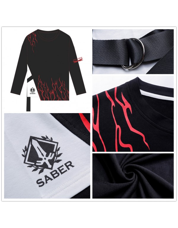 Unisex Fate Saber Anime T-shirts,Long Sleeve 3D Printed Cosplay Costume