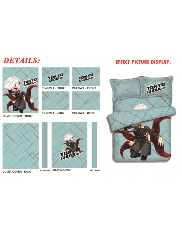 Ken Kaneki - Tokyo Ghoul Japanese Anime Bed Sheet Duvet Cover with Kissenbezüge