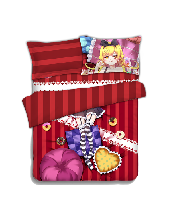 Oshino Shinobu-Bakemonogatari Anime Bed Sheet Duvet Cover with Kissenbezüge