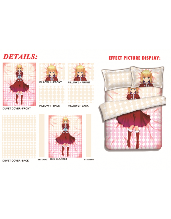 Saber-Fate Anime 4 Pieces Bedding Sets,Bed Sheet Duvet Cover with Kissenbezüge