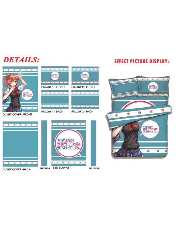 Yui Yuigahama - My Teen Romantic Comedy Anime 4 Pieces Bedding Sets,Bed Sheet Duvet Cover with Kissenbezüge