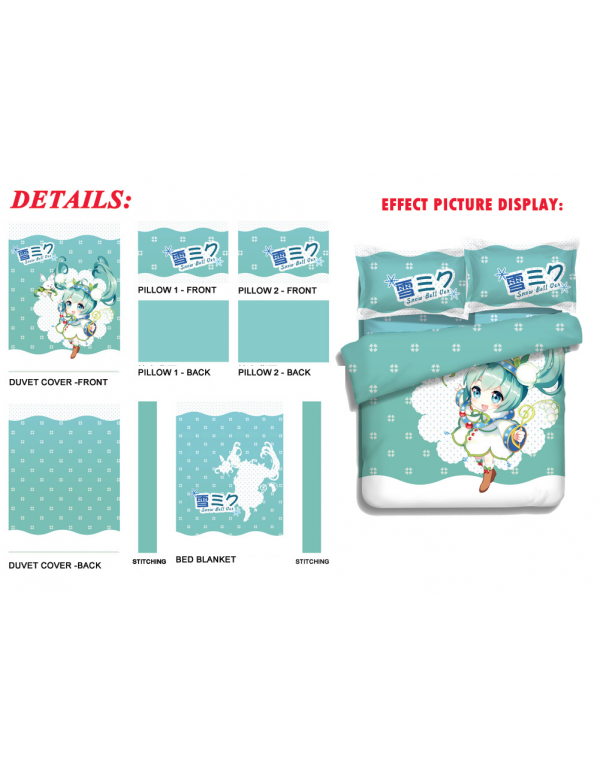 Miku Hatsune - Vocaloid Anime Bedding Sets,Bed Blanket & Duvet Cover,Bed Sheet with Kissenbezüge