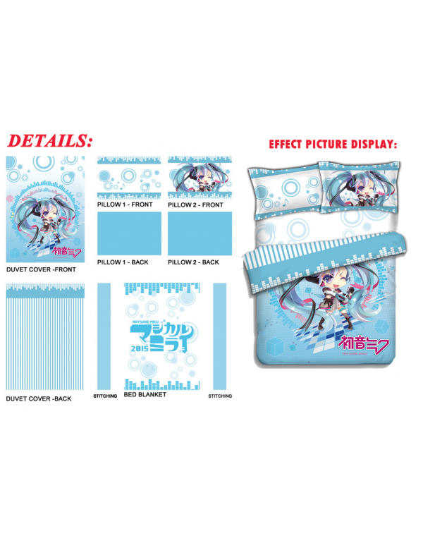 Miku Hatsune - Vocaloid Anime 4 Pieces Bedding Sets,Bed Sheet Duvet Cover with Kissenbezüge