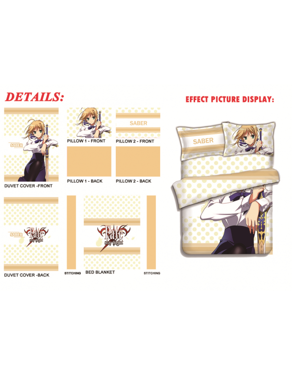 Fate stay night saber Anime Bedding Sets,Bed Blanket & Duvet Cover,Bed Sheet with Kissenbezüge