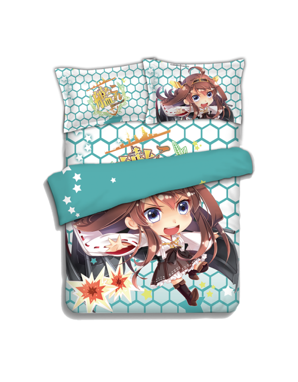 Kongou - Kantai Collection Anime 4 Pieces Bedding Sets,Bed Sheet Duvet Cover with Kissenbezüge