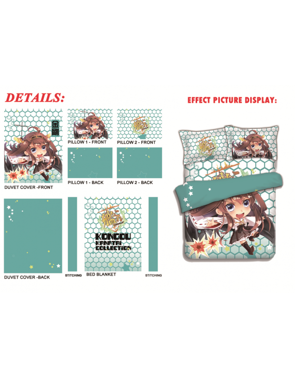 Kongou - Kantai Collection Anime 4 Pieces Bedding Sets,Bed Sheet Duvet Cover with Kissenbezüge