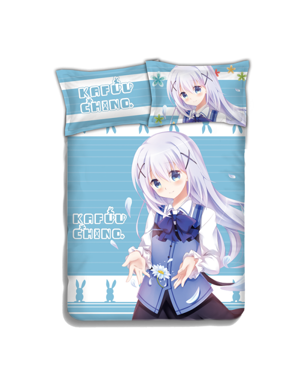 Chino Kafuu - Is the Order Rabbit Japanese Anime Bed Sheet Duvet Cover with Kissenbezüge