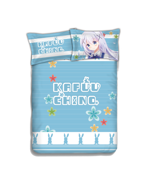 Chino Kafuu - Is the Order Rabbit Japanese Anime Bed Sheet Duvet Cover with Kissenbezüge