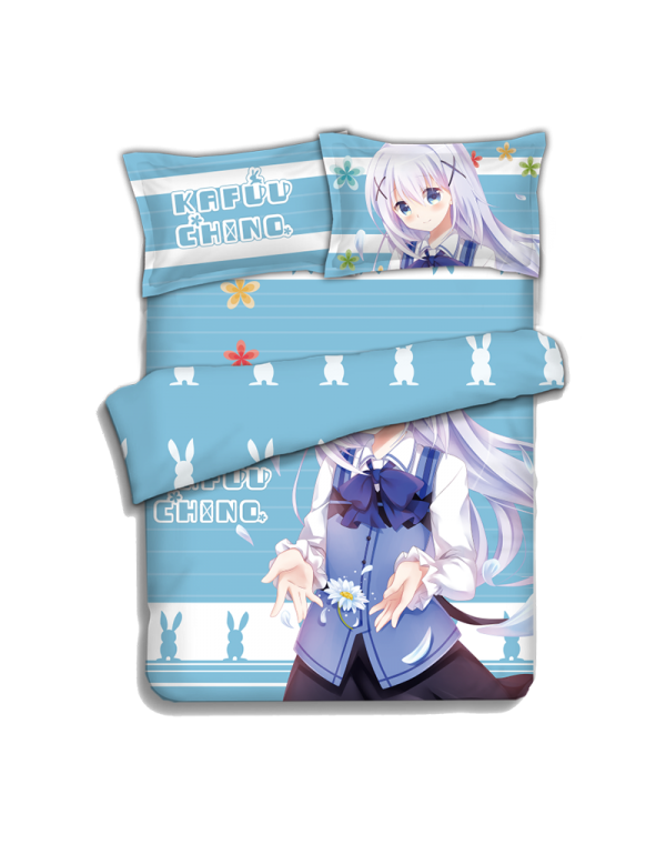 Chino Kafuu - Is the Order Rabbit Japanese Anime Bed Sheet Duvet Cover with Kissenbezüge