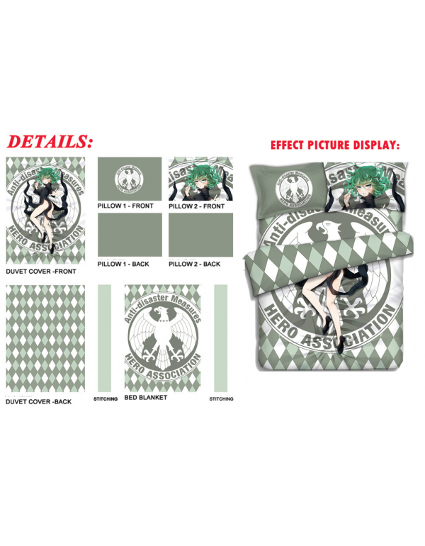 Tornado of Terror Tatsumaki - One Punch Man Bedding Sets,Bed Blanket & Duvet Cover,Bed Sheet with Kissenbezüge