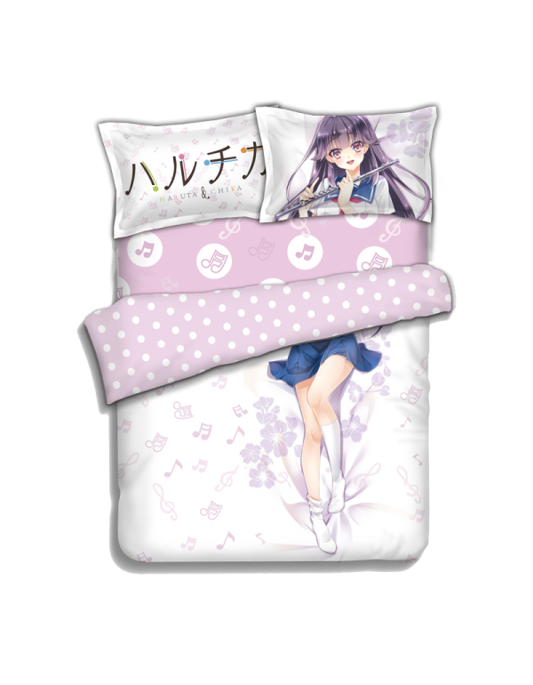 Homura Chika Anime 4 Pieces Bedding Sets,Bed Sheet Duvet Cover with Kissenbezüge