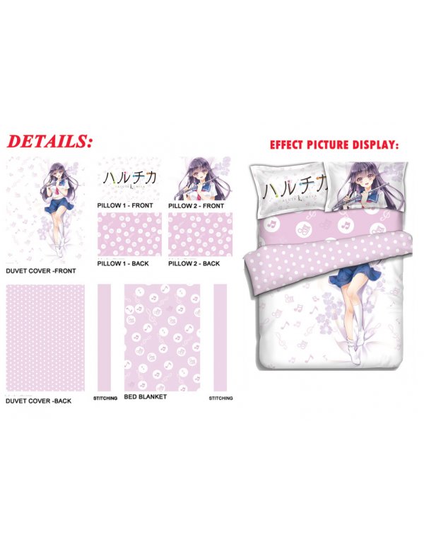 Homura Chika Anime 4 Pieces Bedding Sets,Bed Sheet Duvet Cover with Kissenbezüge