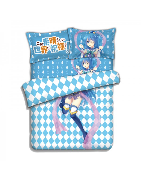 Aqua-KonoSuba Japanese Anime Bed Blanket Duvet Cover with Kissenbezüge