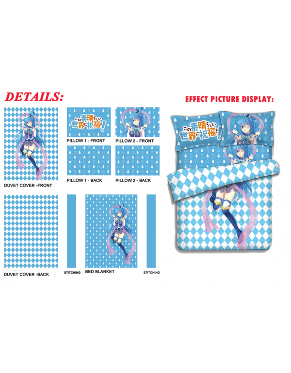 Aqua-KonoSuba Japanese Anime Bed Blanket Duvet Cover with Kissenbezüge