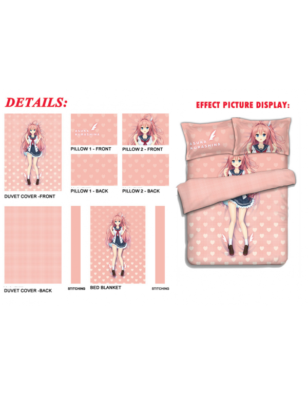 Kurashina Asuka Anime Bedding Sets,Bed Blanket & Duvet Cover,Bed Sheet with Kissenbezüge