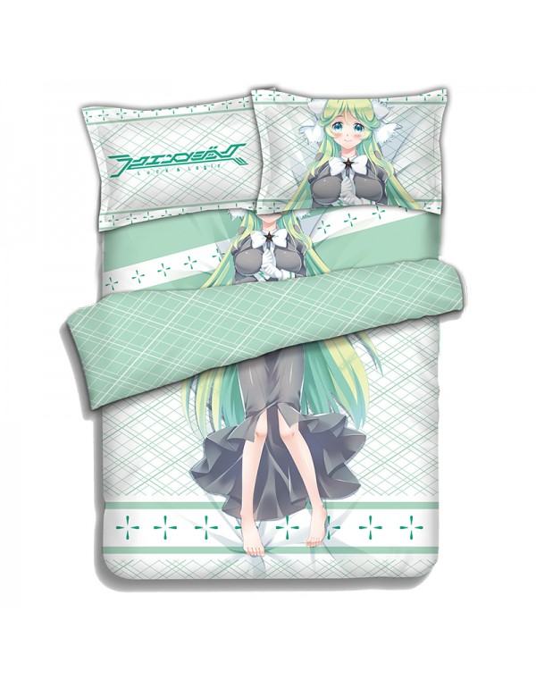 Athena -Luck Logic Anime 4 Pieces Bedding Sets,Bed Sheet Duvet Cover with Kissenbezüge