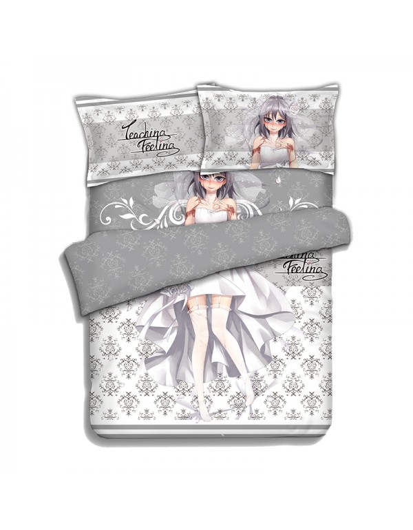 Sylvie -Teaching Feeling Anime Bed Sheet Duvet Cover with Kissenbezüge