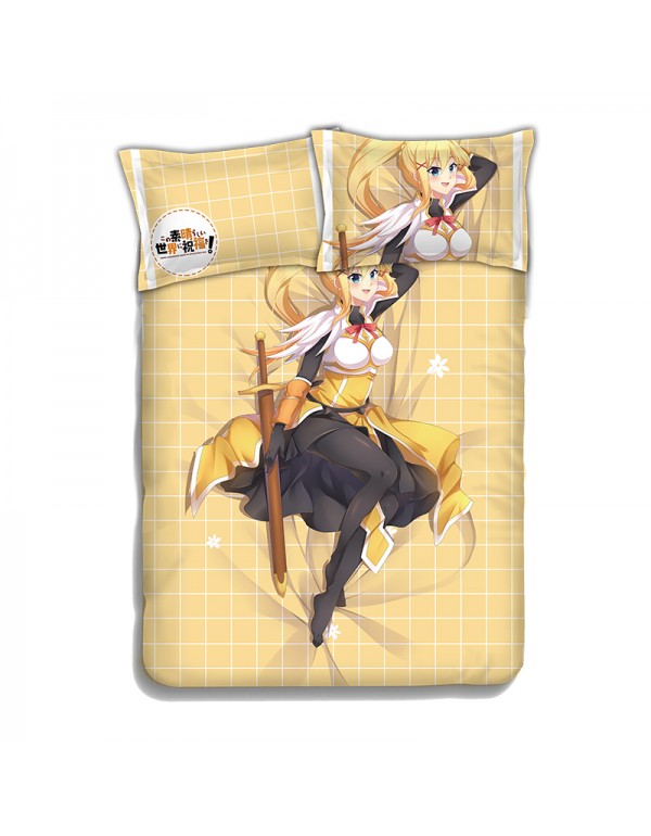 Darkness -KonoSuba Anime 4 Pieces Bedding Sets,Bed Sheet Duvet Cover with Kissenbezüge