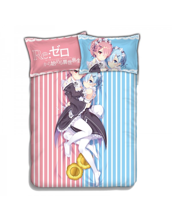 Rem and Ram - Re Zero Anime Bed Blanket Duvet Cove...