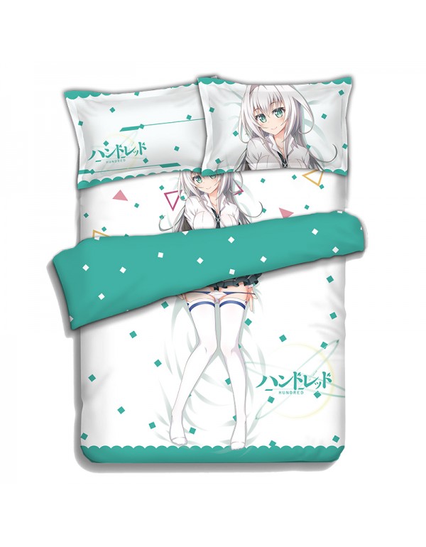 Emilia Hermit-Hundred Anime 4 Pieces Bedding Sets,Bed Sheet Duvet Cover with Kissenbezüge