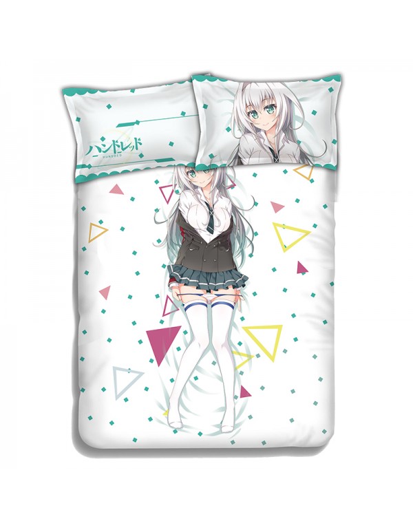 Emilia Hermit-Hundred Anime 4 Pieces Bedding Sets,Bed Sheet Duvet Cover with Kissenbezüge