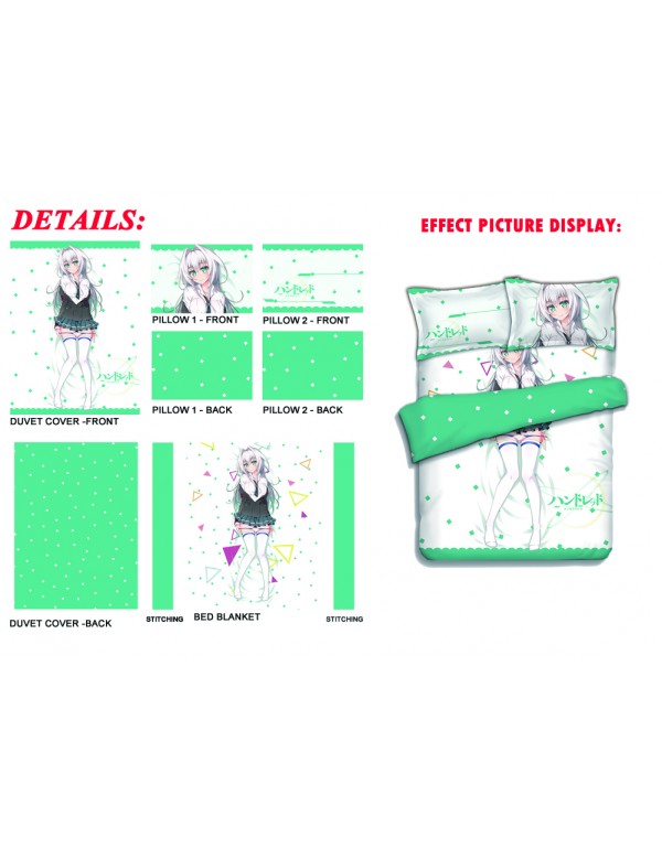 Emilia Hermit-Hundred Anime 4 Pieces Bedding Sets,Bed Sheet Duvet Cover with Kissenbezüge