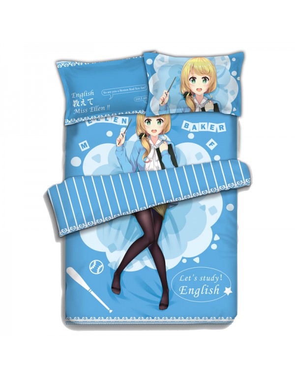 Ellen Baker Japanese Anime Bed Sheet Duvet Cover with Kissenbezüge