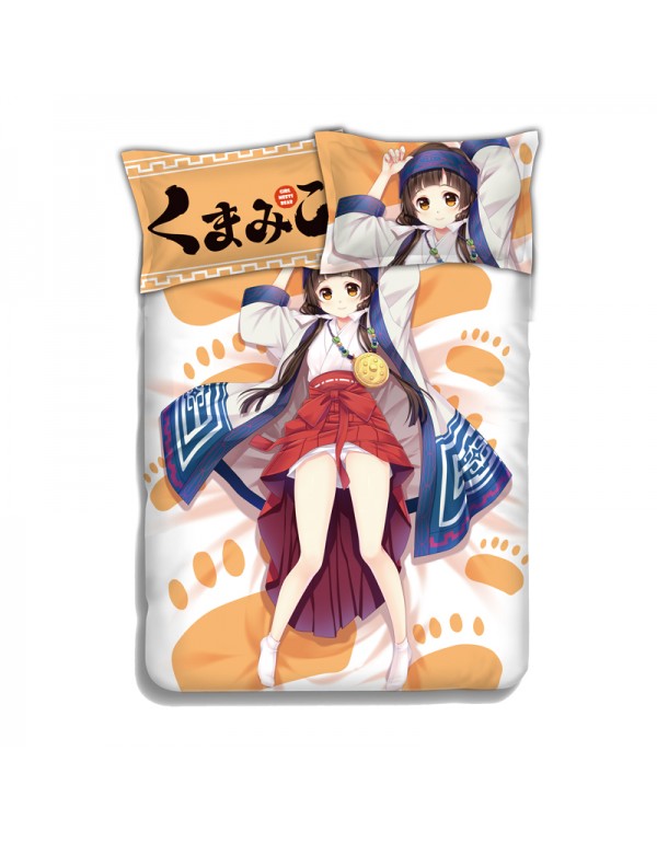 Machi Amayadori - Kuma Miko Girl Meets Bear Anime 4 Pieces Bedding Sets,Bed Sheet Duvet Covers