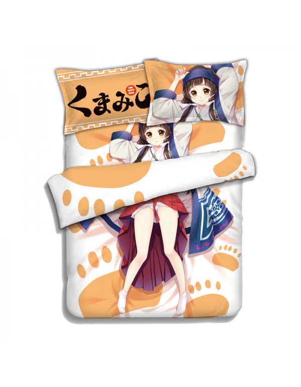 Machi Amayadori - Kuma Miko Girl Meets Bear Anime 4 Pieces Bedding Sets,Bed Sheet Duvet Covers