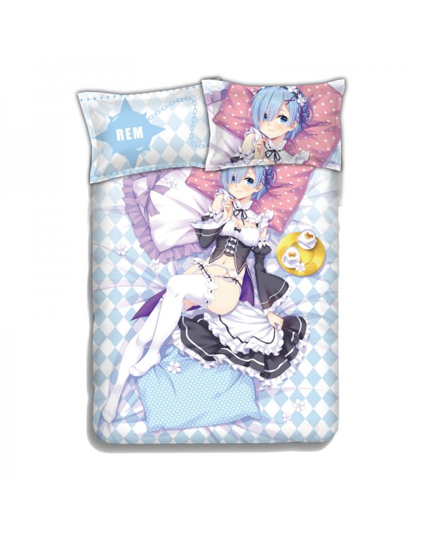 Rem - Re Zer Japanese Anime Bed Sheet Duvet Cover with Kissenbezüge