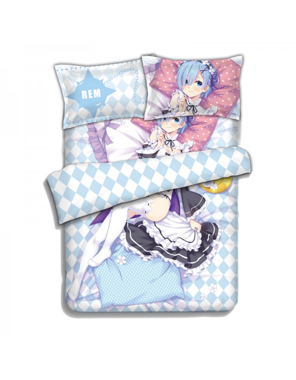 Rem - Re Zer Japanese Anime Bed Sheet Duvet Cover with Kissenbezüge