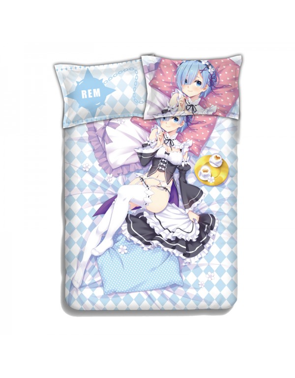 Rem - Re Zer Japanese Anime Bed Sheet Duvet Cover with Kissenbezüge