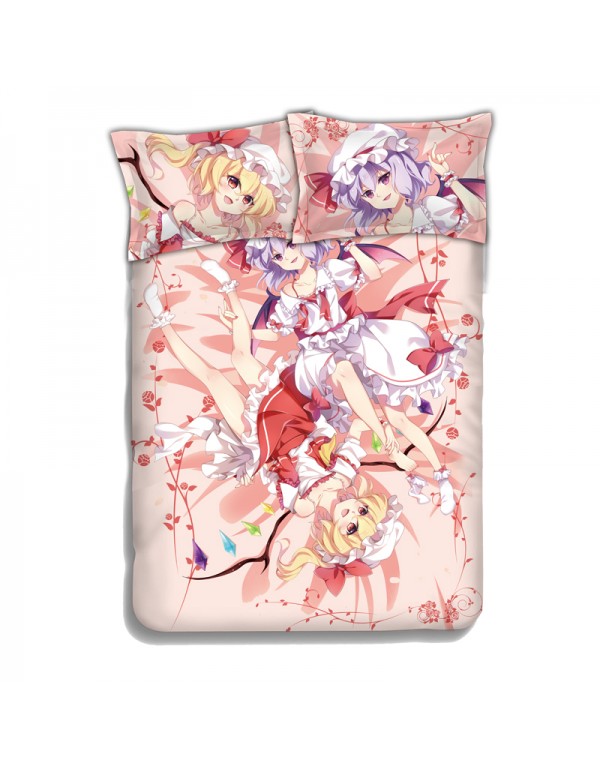 Flandre Scarlet Remilia Scarlet-Touhou Project Anime 4 Pieces Bedding Sets,Bed Sheet Duvet Cover