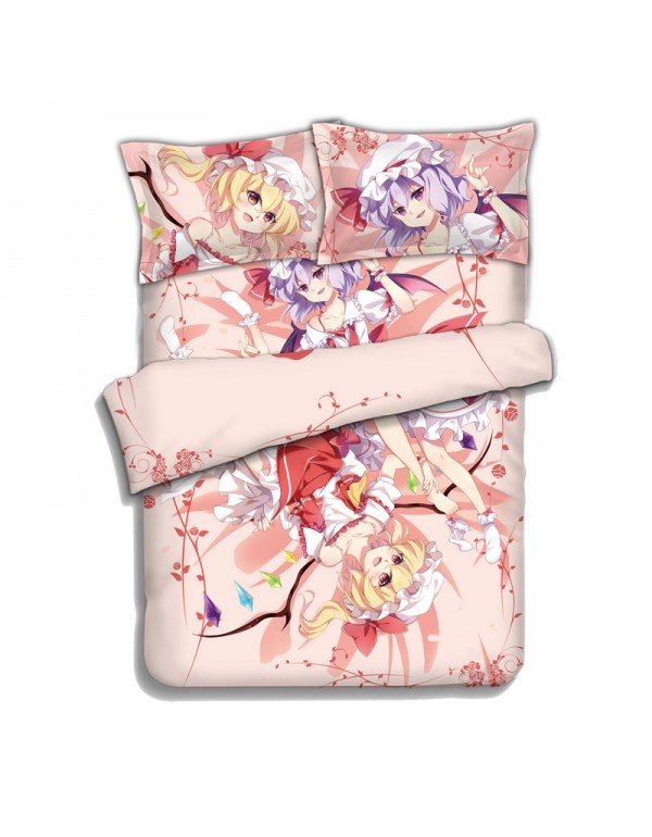 Flandre Scarlet Remilia Scarlet-Touhou Project Anime 4 Pieces Bedding Sets,Bed Sheet Duvet Cover