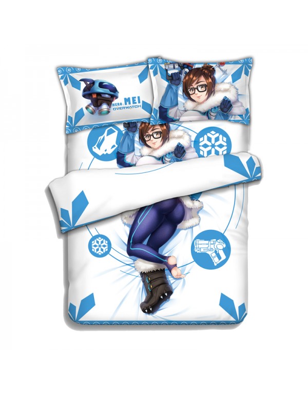 Mei - Overwatch Anime 4 Pieces Bedding Sets,Bed Sheet Duvet Cover with Kissenbezüge