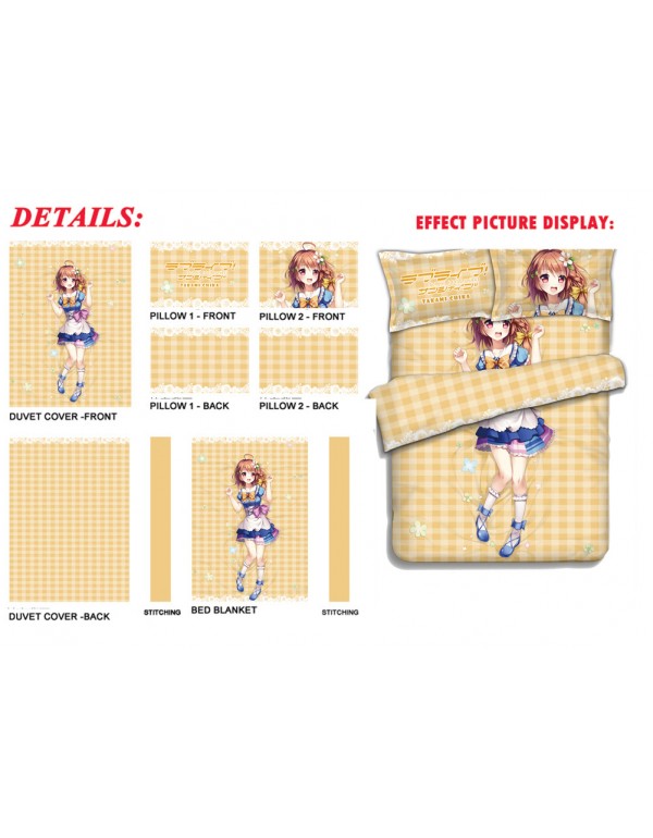 Takami Chika-LoveLive Sunshine Bedding Sets,Bed Blanket & Duvet Cover,Bed Sheet with Kissenbezüge