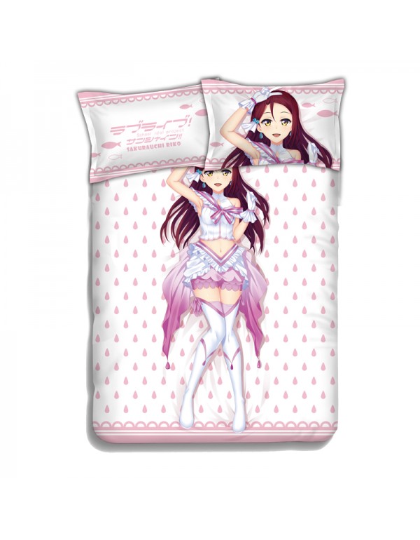 Sakurauchi Riko-LoveLive Sunshine Anime 4 Pieces Bedding Sets,Bed Sheet Duvet Cover with Kissenbezüge