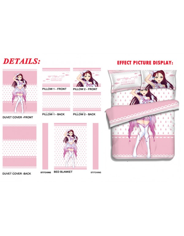 Sakurauchi Riko-LoveLive Sunshine Anime 4 Pieces Bedding Sets,Bed Sheet Duvet Cover with Kissenbezüge