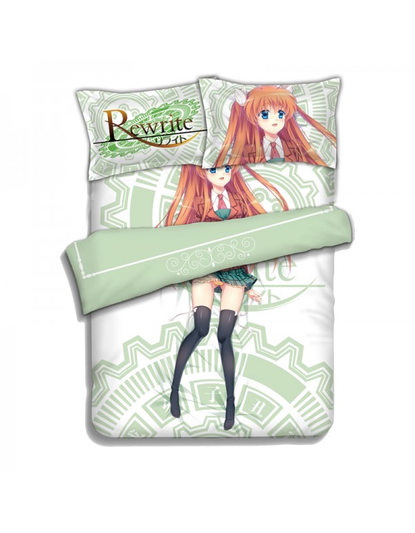 Ohtori Chihaya -Rewrite Anime 4 Pieces Bedding Sets,Bed Sheet Duvet Cover with Kissenbezüge