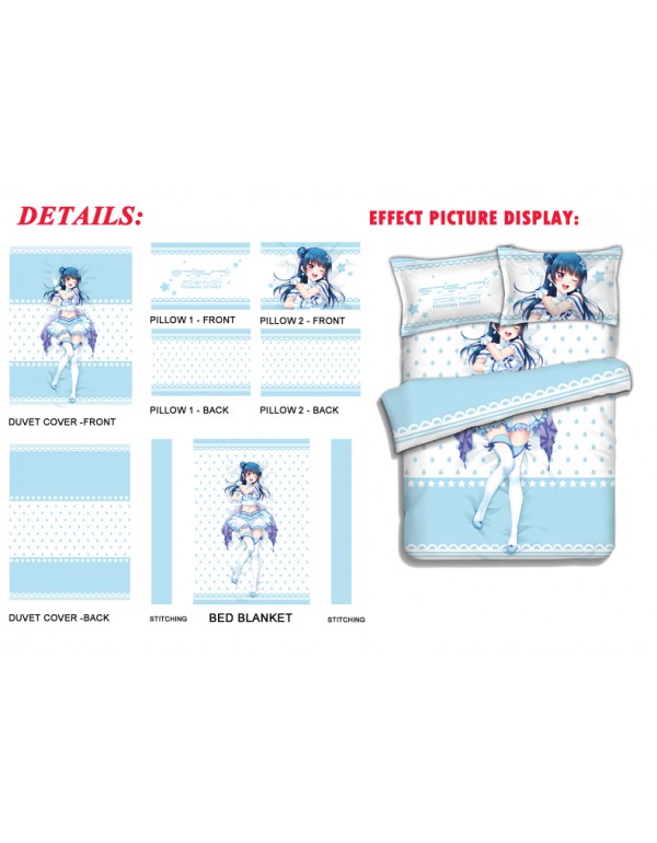 Tsushima Yoshiko-LoveLive Sunshine Anime Bed Blanket Duvet Cover with Kissenbezüge