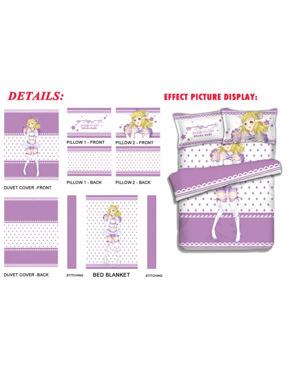 Mari Ohara-LoveLive Sunshine Anime Bed Sheet Duvet Cover with Kissenbezüge