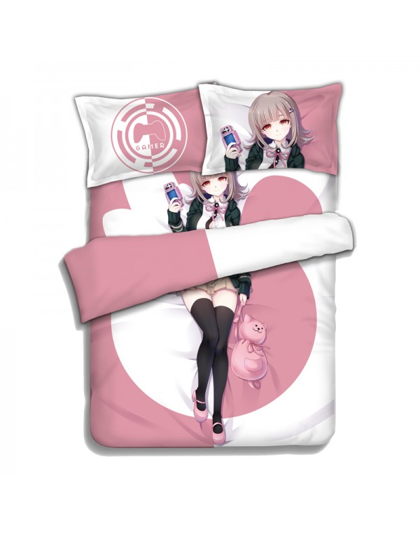 Nanami ChiaKi Anime 4 Pieces Bedding Sets,Bed Sheet Duvet Cover with Kissenbezüge