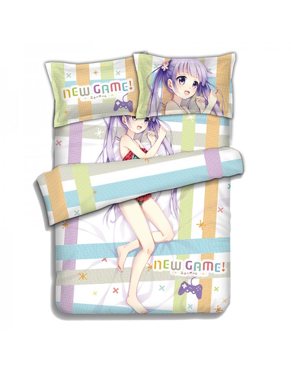 SUZUKAZE AOBA-NEW GAME Japanese Anime Bed Blanket Duvet Cover with Kissenbezüge