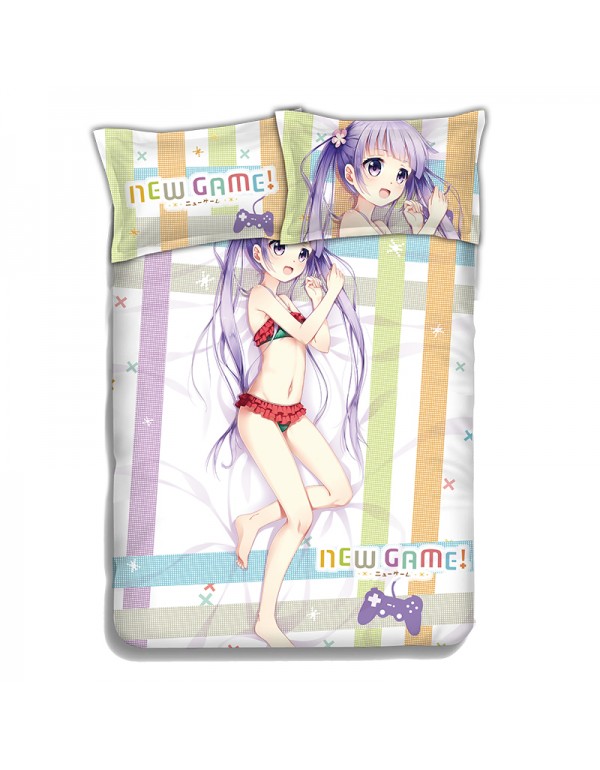 SUZUKAZE AOBA-NEW GAME Japanese Anime Bed Blanket Duvet Cover with Kissenbezüge