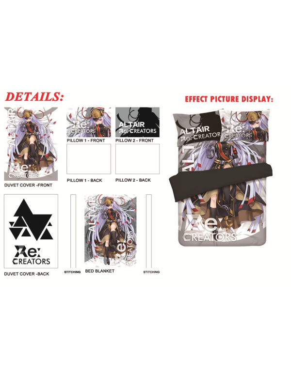 Altair - Re Creators Japanese Anime Bed Blanket Duvet Cover with Kissenbezüge