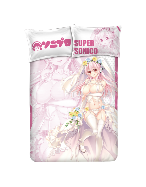 Super Sonico Anime 4 Pieces Bedding Sets,Bed Sheet Duvet Cover with Kissenbezüge