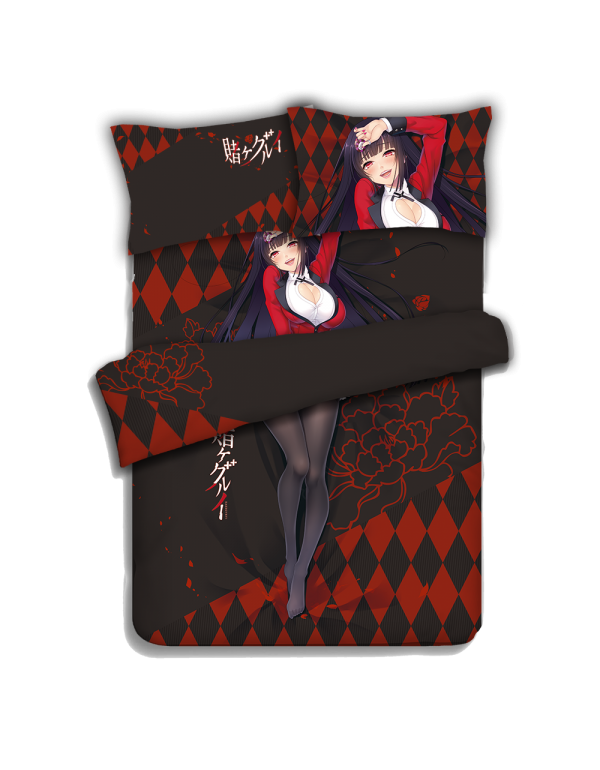 Yumeko Jabami - Kakegurui Anime 4 Pieces Bedding Sets,Bed Sheet Duvet Cover with Kissenbezüge