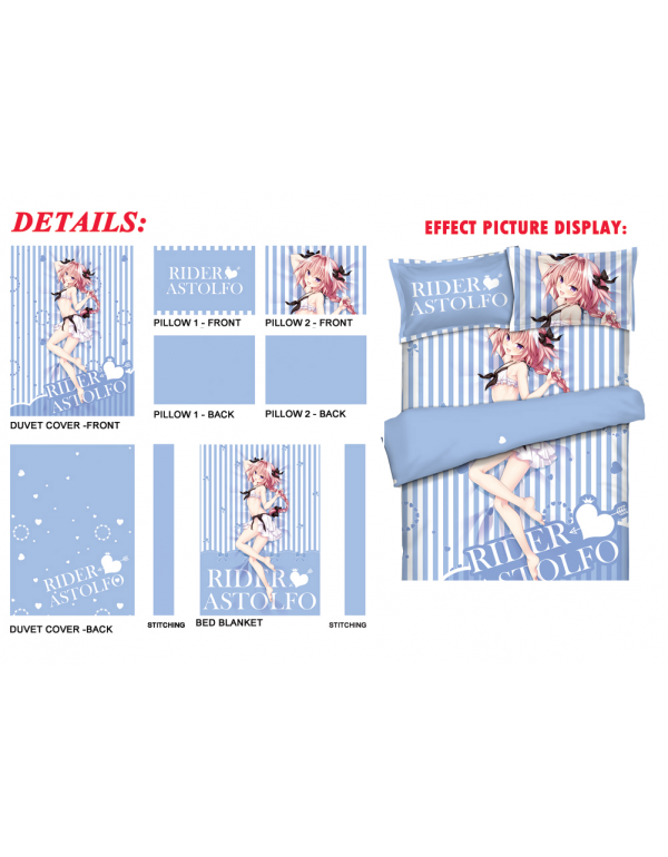 Astolfo - Fate blue Anime Bed Blanket Duvet Cover with Kissenbezüge