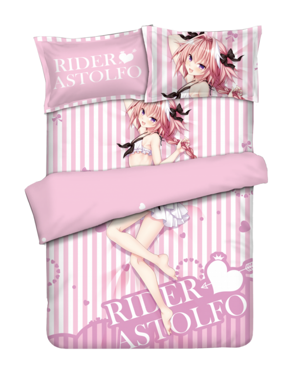 Astolfo - Fate pink Anime Bed Sheet Duvet Cover with Kissenbezüge